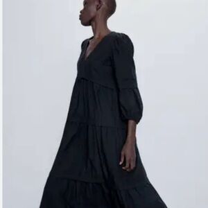 Zara XL Black Tiered Dress
